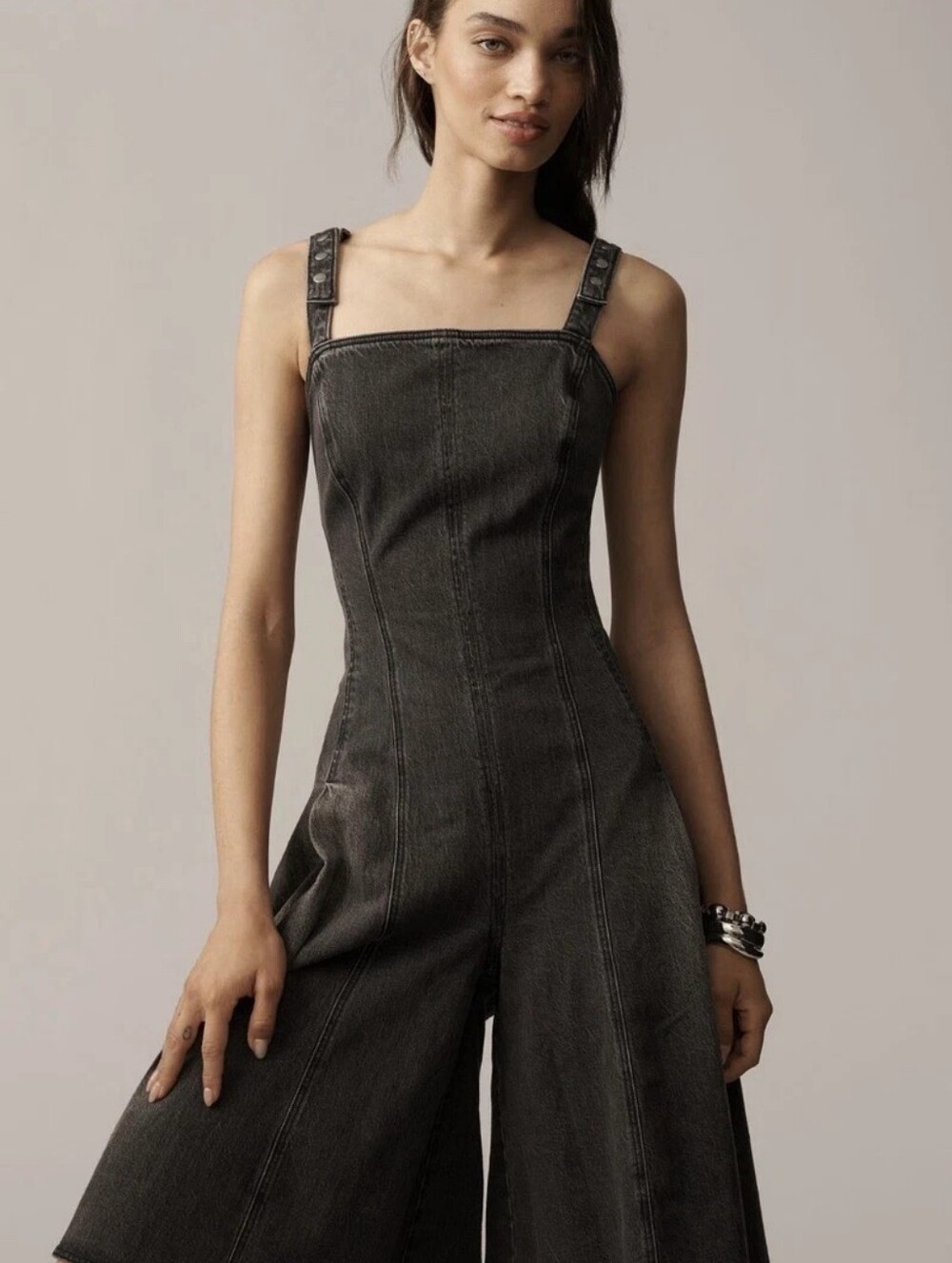 Pilcro Washed Black Denim Midi Dress - Picture 10 of 10
